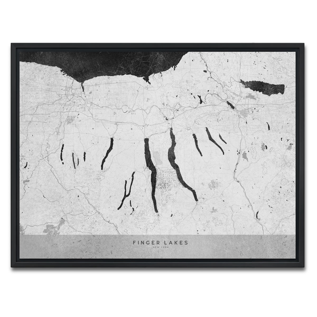 AUTO-MOCKUP WHITE | Finger Lakes Map 2 | 1 Piece | Black Framed Canvas | group=4x3