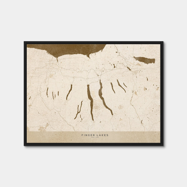 Finger Lakes Map Wall Art — Framed Canvas Format preview