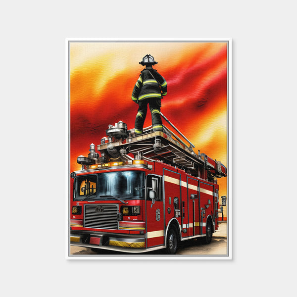 Firefighter Wall Art — Framed Canvas Format preview