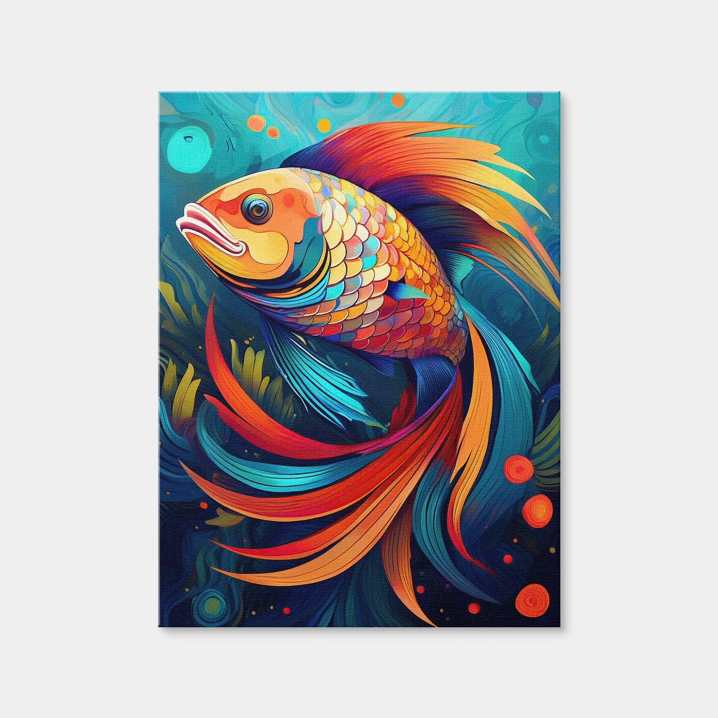 AUTO-MOCKUP WHITE | Fish Modern Art | 1 Piece | Gallery Wrap Canvas | group=3x4