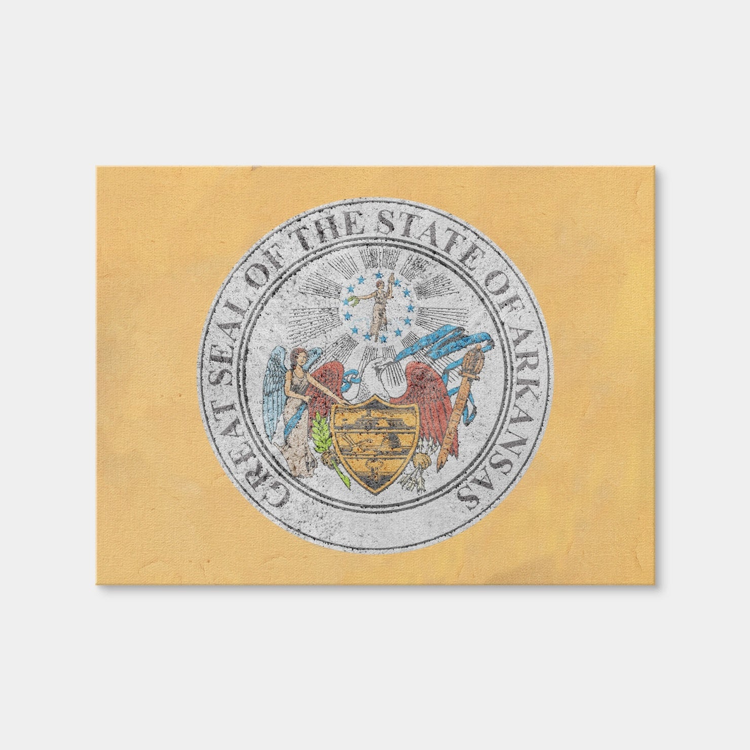 AUTO-MOCKUP WHITE | Flag of US state Arkansas seal | 1 Piece | Gallery Wrap Canvas | group=4x3