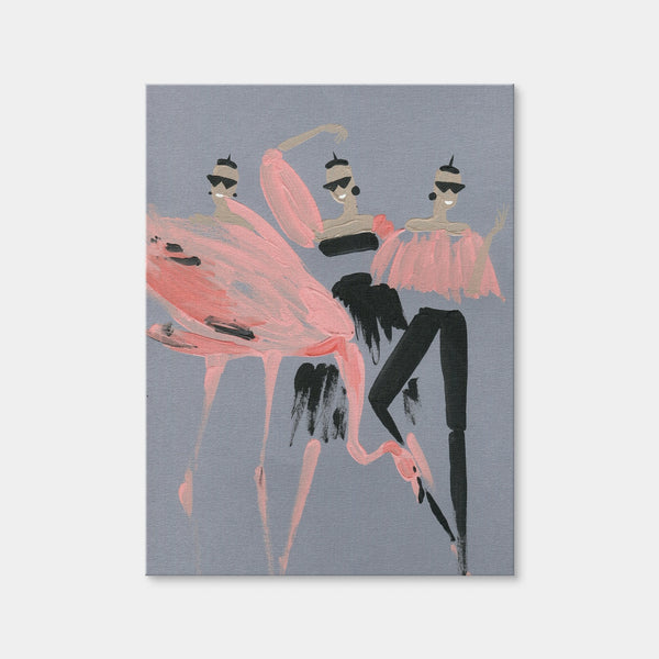 Flamingo Fashion Wall Art — Canvas Wrap Format preview