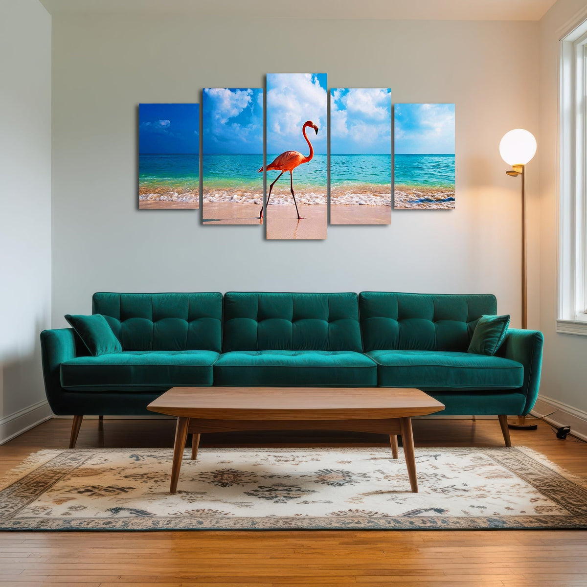 Flamingo On The Beach Wall Art