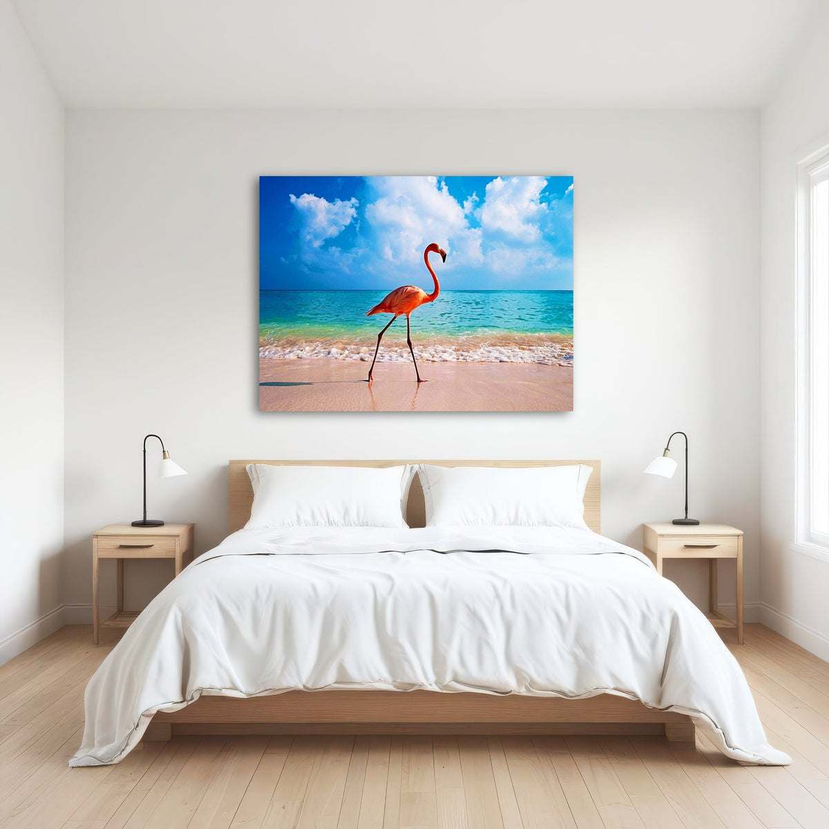 Flamingo On The Beach Wall Art