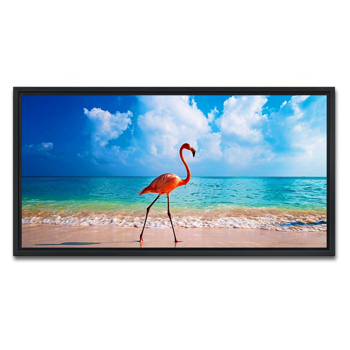 Flamingo On The Beach Wall Art