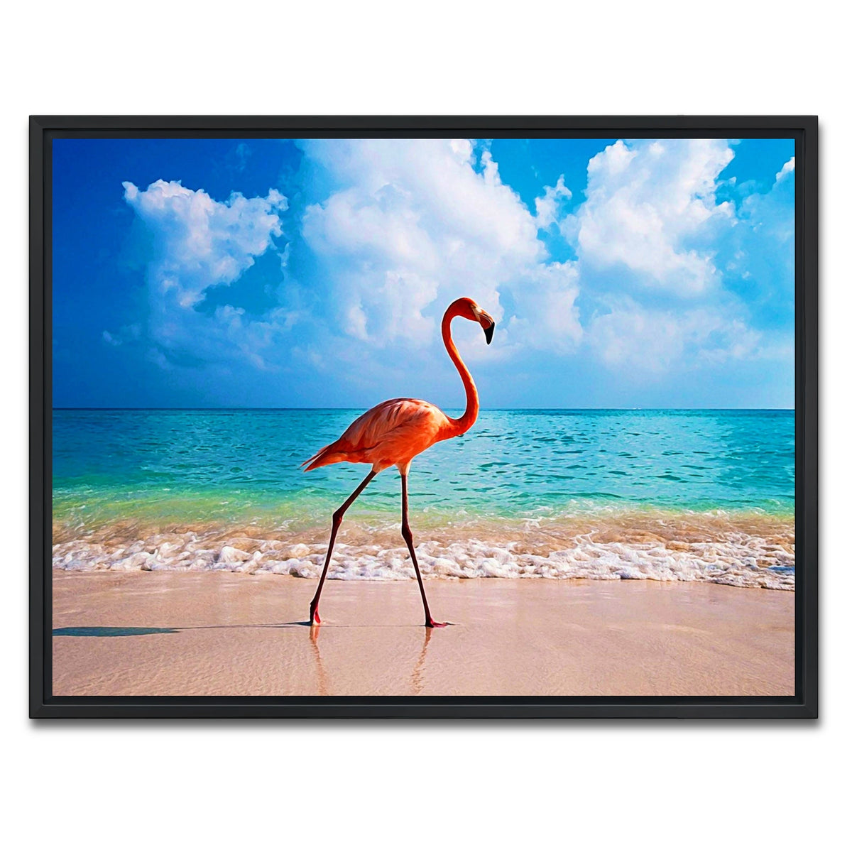 Flamingo On The Beach Wall Art