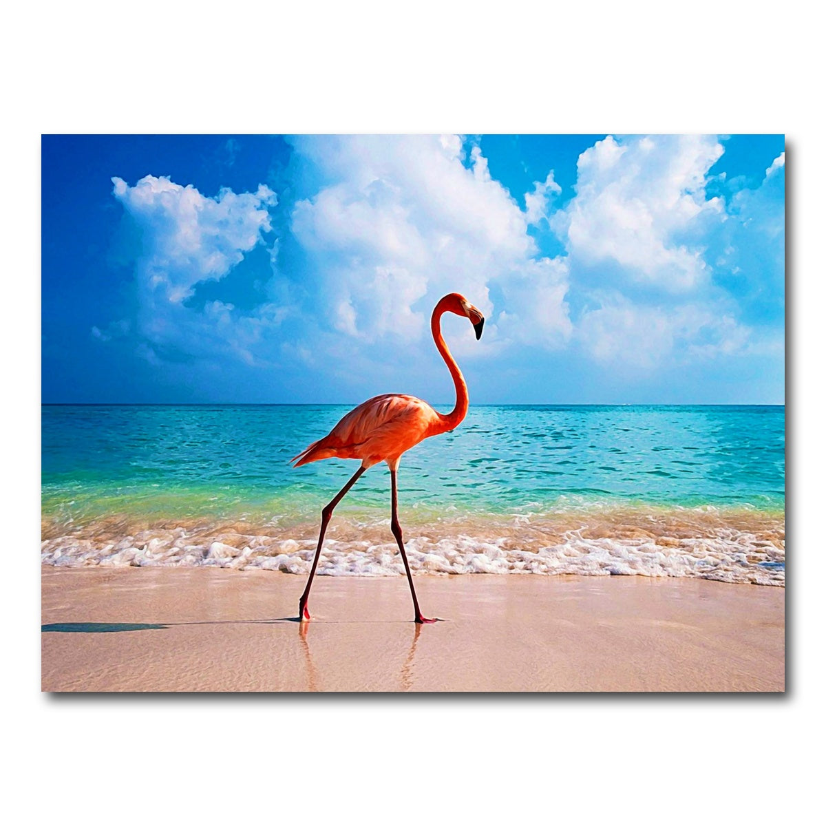 Flamingo On The Beach Wall Art