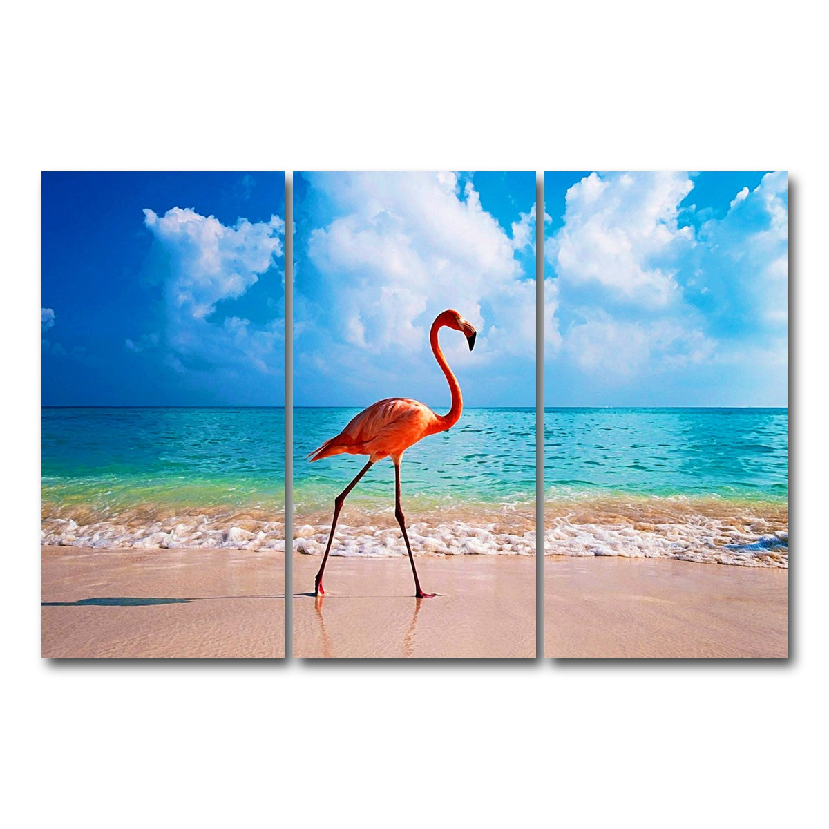 Flamingo On The Beach Wall Art