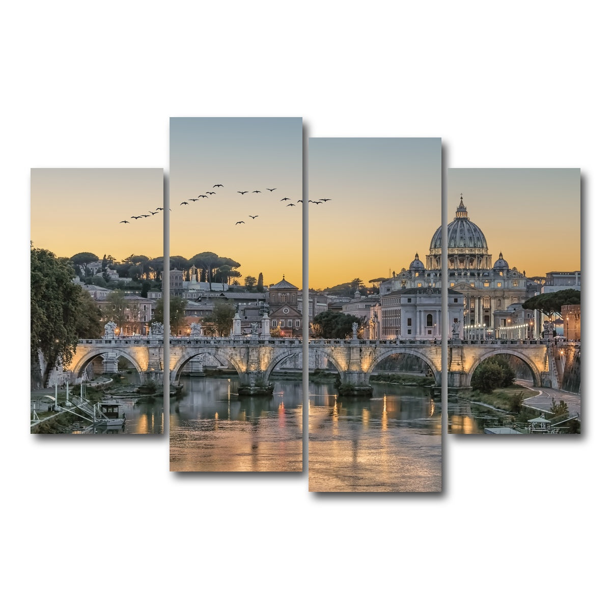 AUTO-MOCKUP WHITE | Flock Of Birds | 4 Piece | Gallery Wrap Canvas | group=4_short