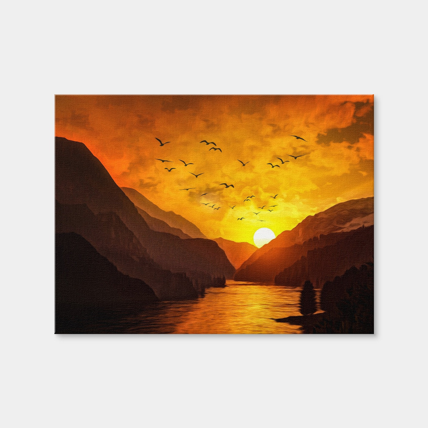 AUTO-MOCKUP WHITE | Flock at Sunset | 1 Piece | Gallery Wrap Canvas | group=4x3
