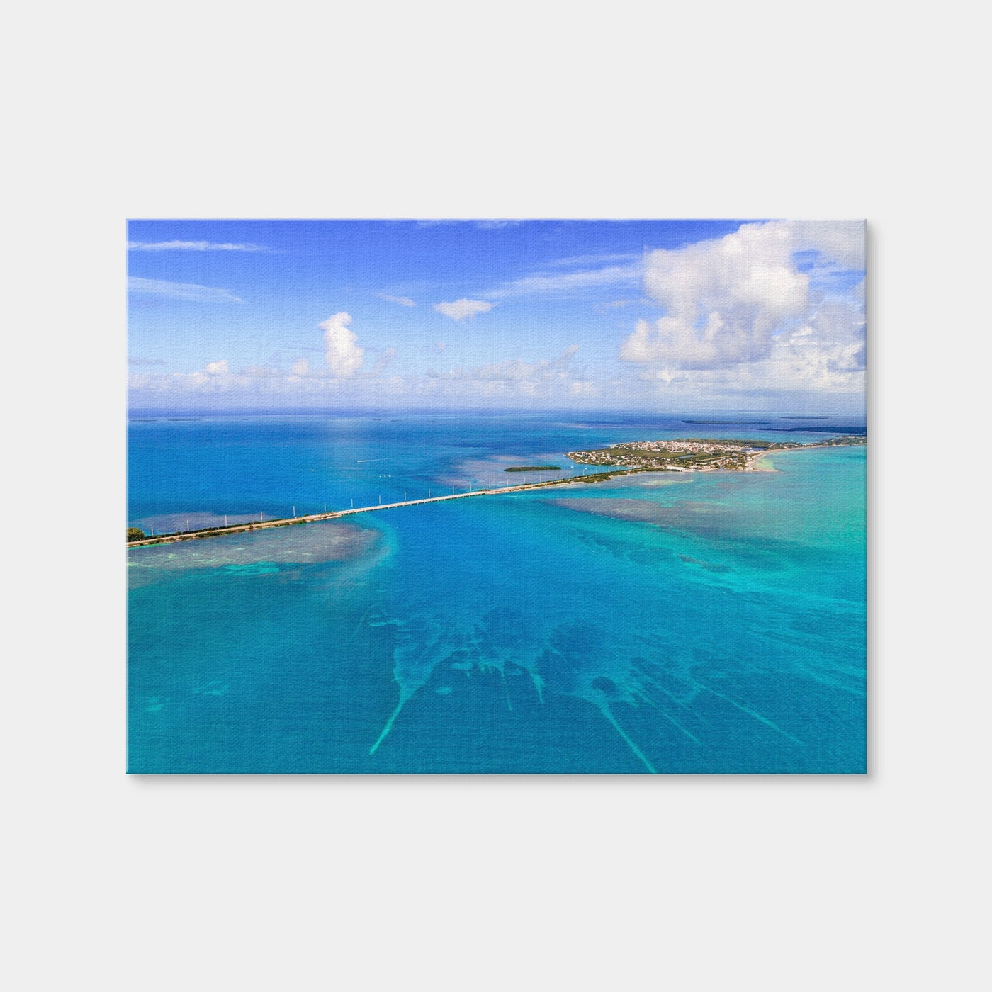 AUTO-MOCKUP WHITE | Florida Keys Aerial View with Bridge | 1 Piece | Gallery Wrap Canvas | group=4x3