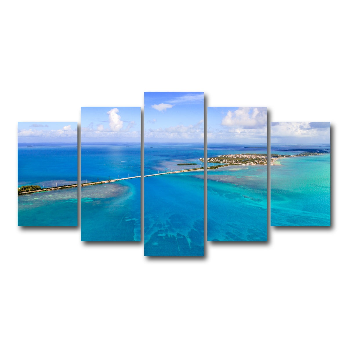 AUTO-MOCKUP WHITE | Florida Keys Aerial View with bridge | 5 Piece | Gallery Wrap Canvas | group=5_normal
