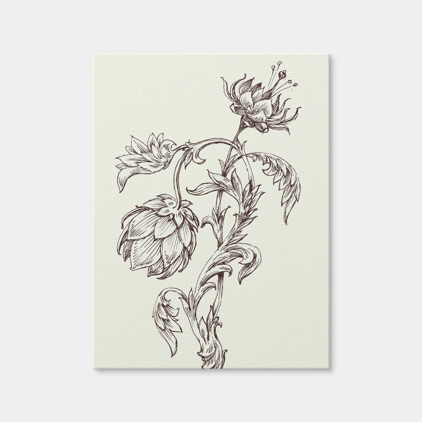 AUTO-MOCKUP WHITE | Flowers Sketch | 1 Piece | Gallery Wrap Canvas | group=3x4