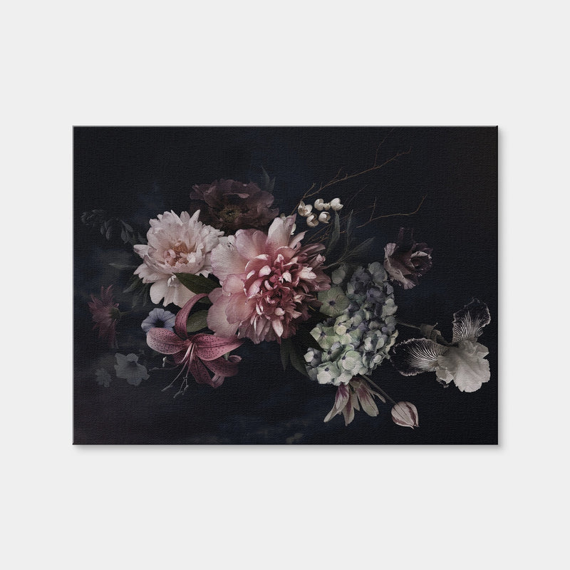 AUTO-MOCKUP WHITE | Flowers on Black | 1 Piece | Gallery Wrap Canvas | group=4x3