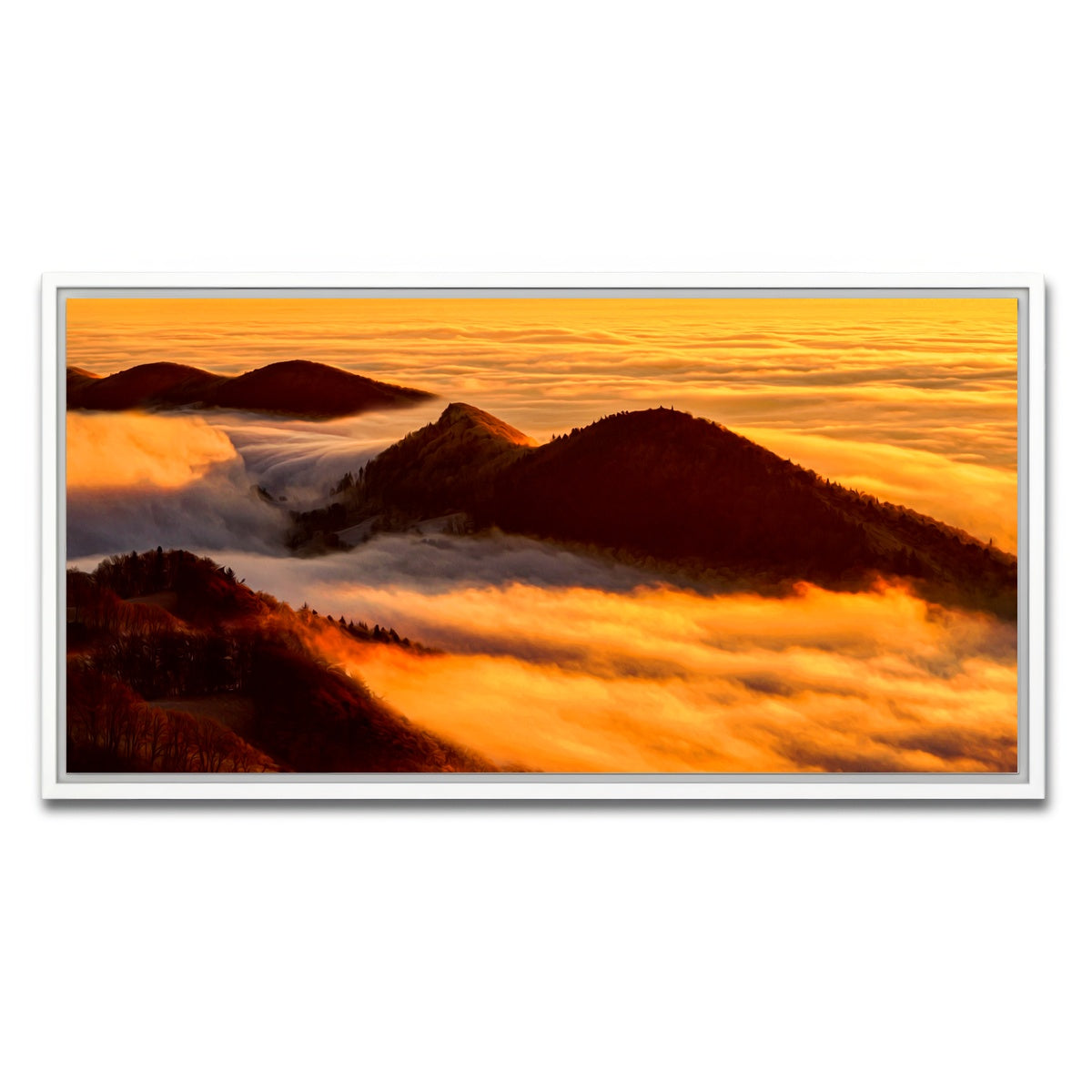 AUTO-MOCKUP WHITE | Foggy Sunset | 1 Piece | White Framed Canvas | group=2x1