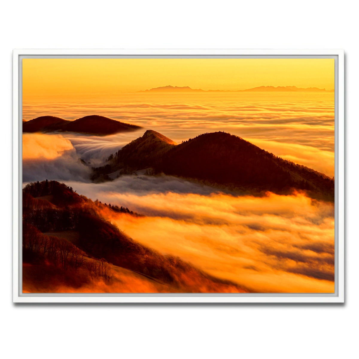 AUTO-MOCKUP WHITE | Foggy Sunset | 1 Piece | White Framed Canvas | group=4x3