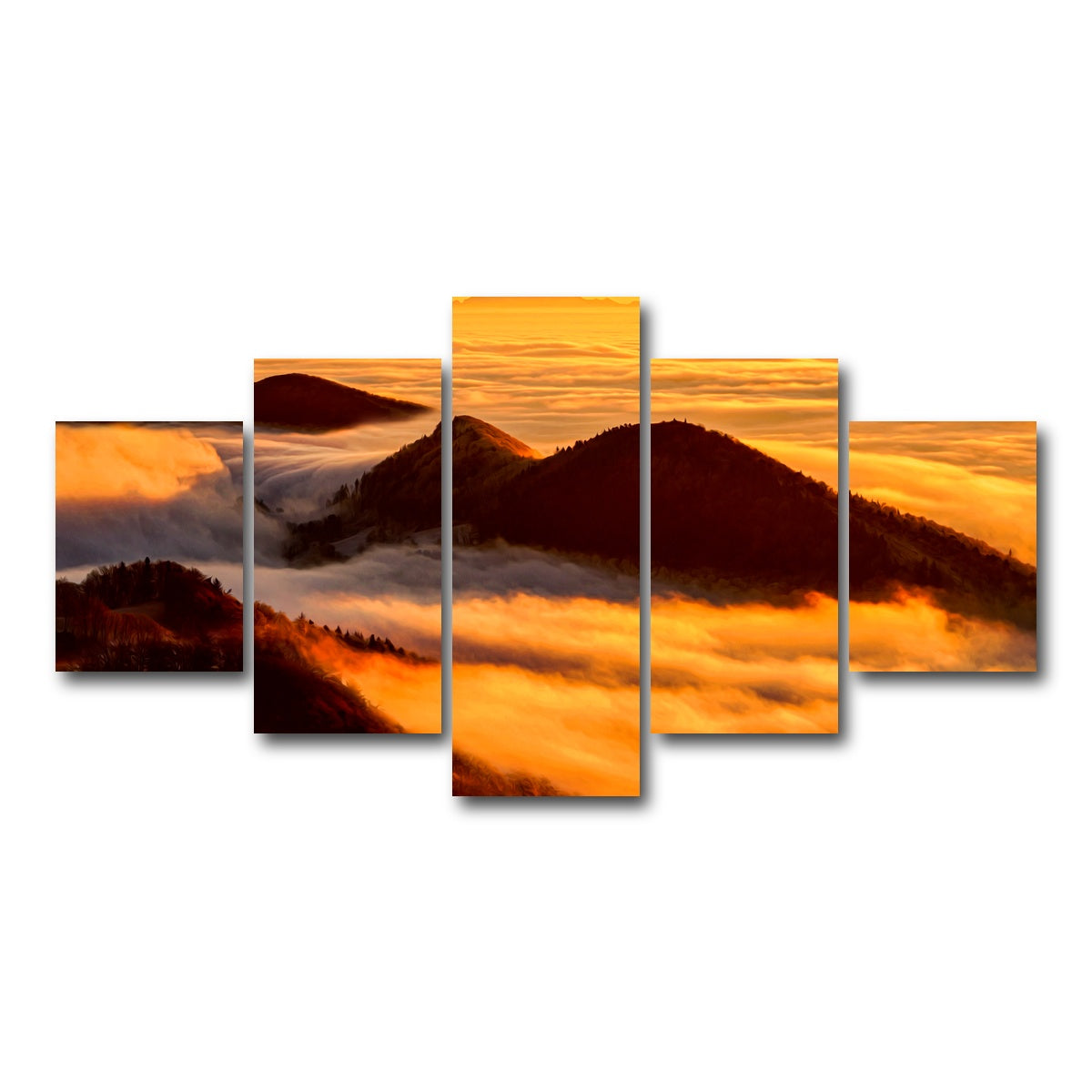 AUTO-MOCKUP WHITE | Foggy Sunset | 5 Piece | Gallery Wrap Canvas | group=5_short