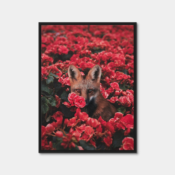 Fox and Flowers Wall Art — Framed Canvas Format preview