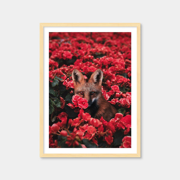Fox and Flowers Wall Art — Framed Print Format preview