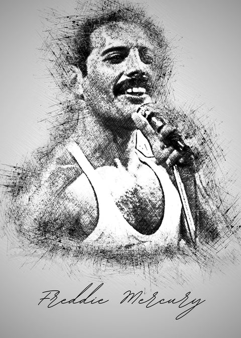 Freddie Mercury With Mic Wall Art