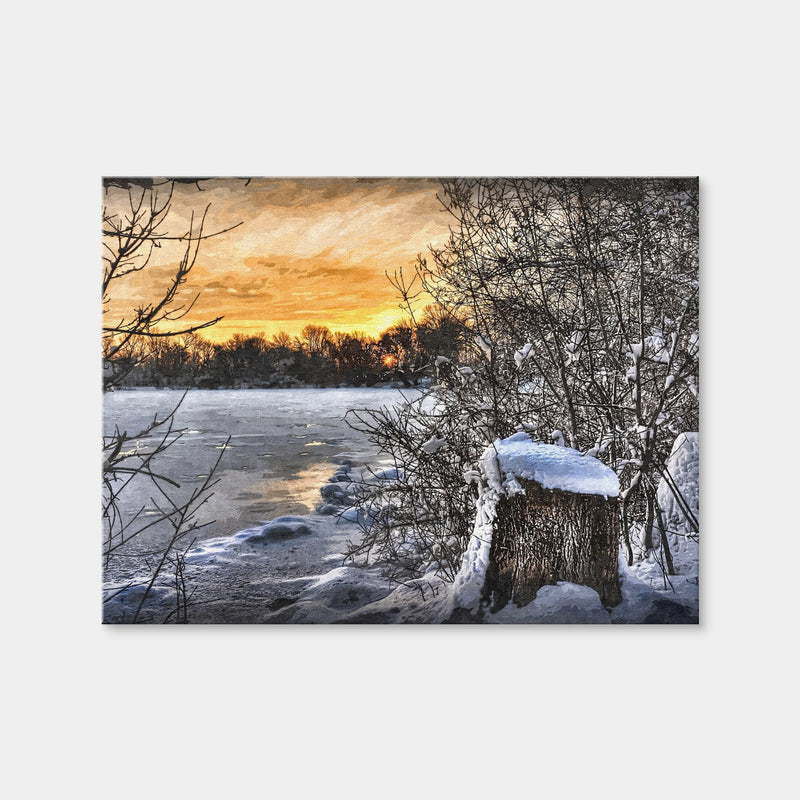 AUTO-MOCKUP WHITE | Frozen Lake At Sunset | 1 Piece | Gallery Wrap Canvas | group=4x3