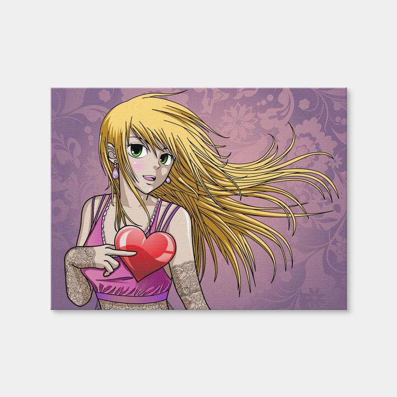 AUTO-MOCKUP WHITE | Girl Holding Heart | 1 Piece | Gallery Wrap Canvas | group=4x3