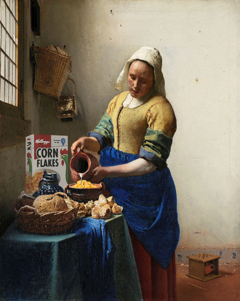 Girl With Cornflakes Milk Wall Art