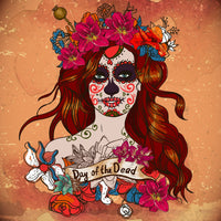 Girl With Sugar Skull Wall Art