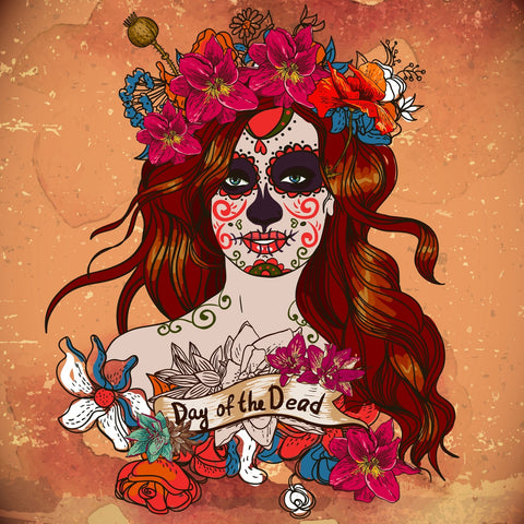 Girl With Sugar Skull Wall Art