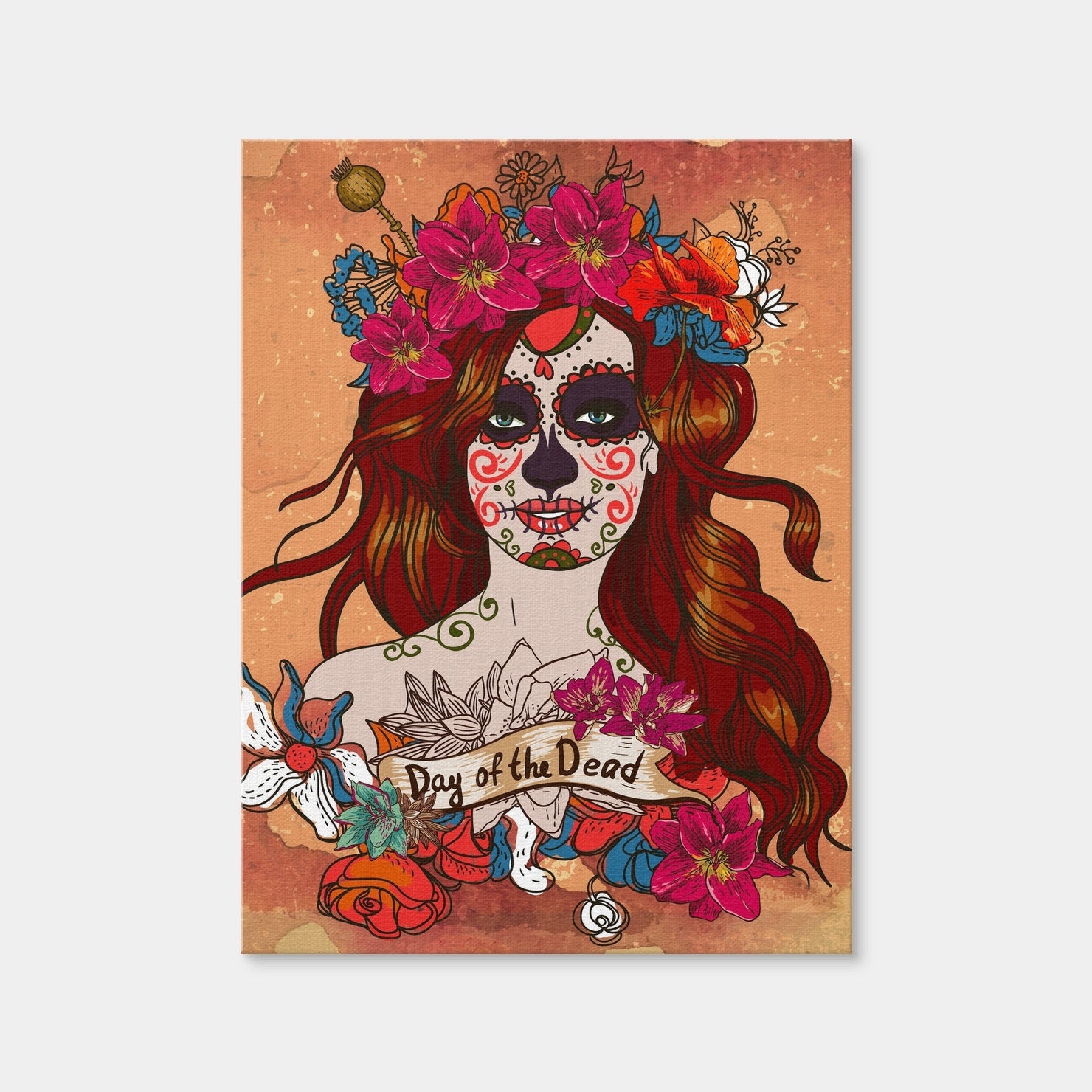 AUTO-MOCKUP WHITE | Girl With Sugar Skull | 1 Piece | Gallery Wrap Canvas | group=3x4