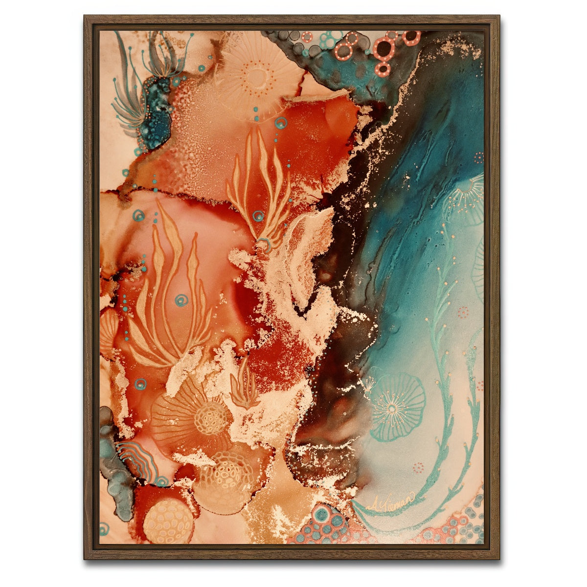 AUTO-MOCKUP WHITE | Glorious Reef | 1 Piece | Walnut Framed Canvas | group=3x4