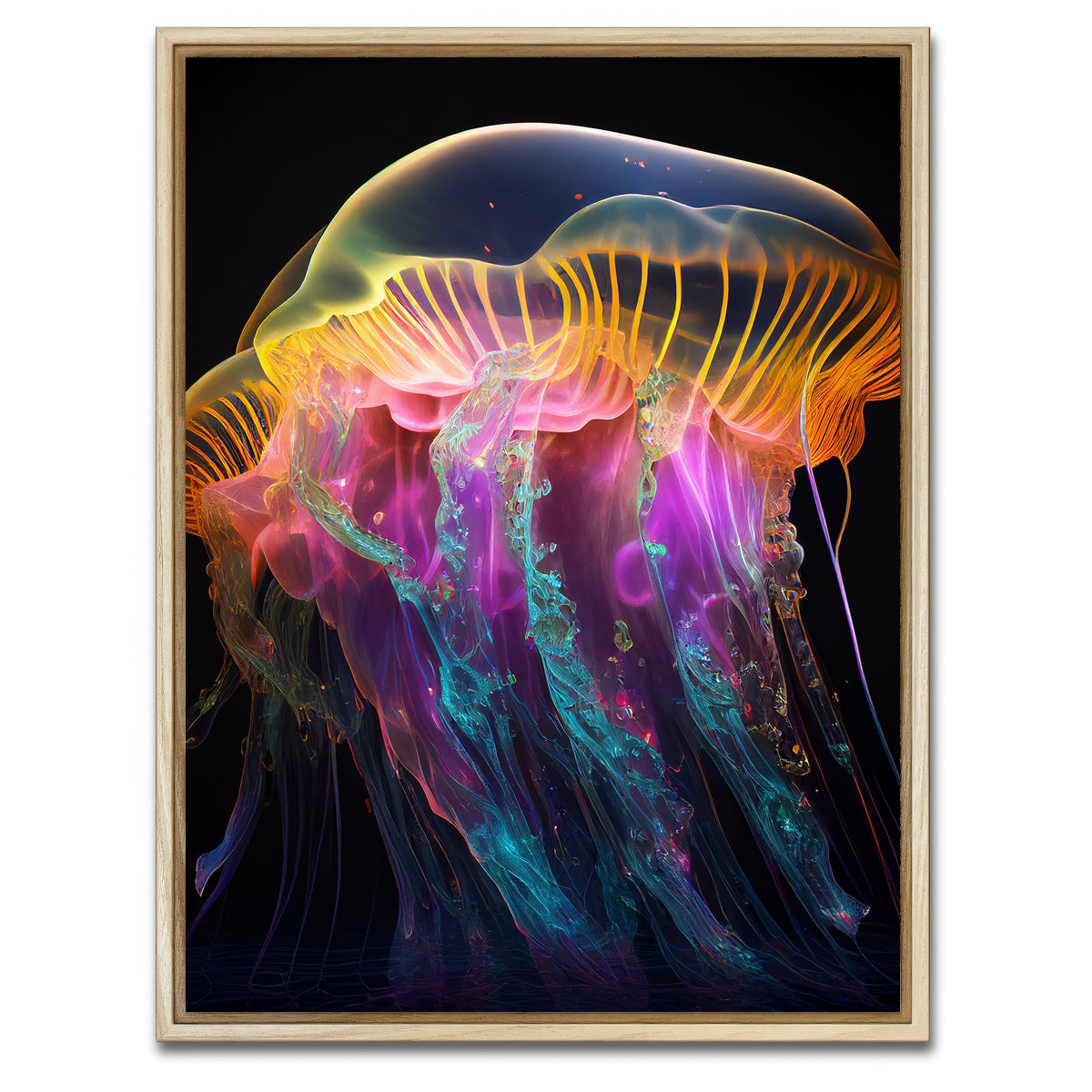 AUTO-MOCKUP WHITE | Glowing Jellyfish | 1 Piece | Natural Framed Canvas | group=3x4