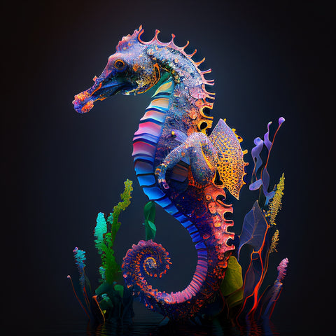 Glowing Seahorse Wall Art