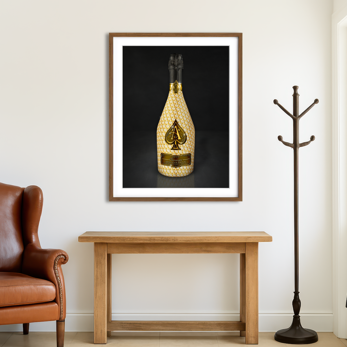 AUTO-MOCKUP ROOM | Gold Ace Bottle Wall Art