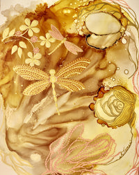 Golden Dragonflies Wall Art