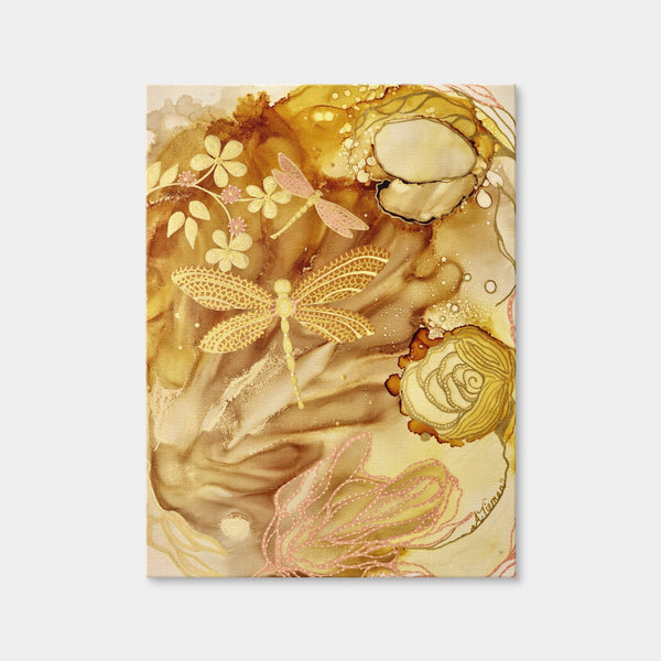 Golden Dragonflies Wall Art — Canvas Wrap Format preview