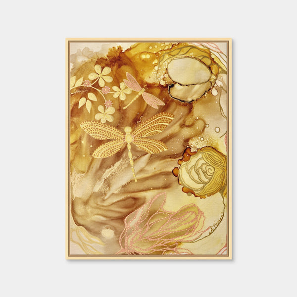 Golden Dragonflies Wall Art — Framed Canvas Format preview