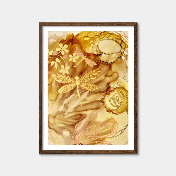 Golden Dragonflies Wall Art — Framed Print Format preview