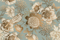 Golden Flowers Pattern Wall Art