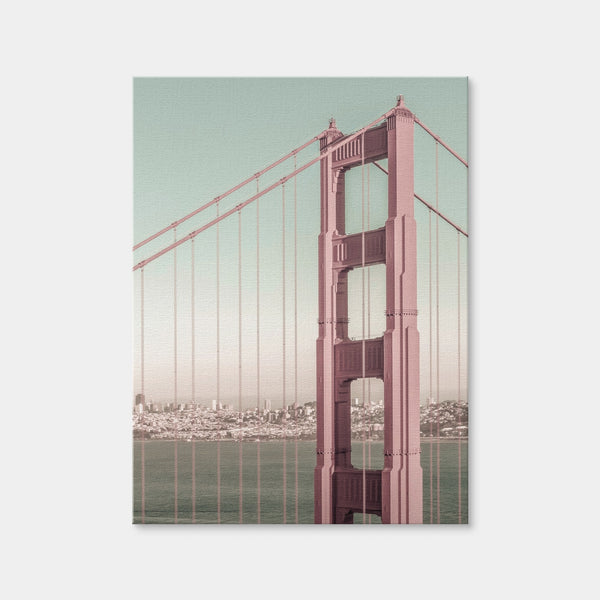 Golden Gate Bridge - Urban Vintage Style Wall Art — Canvas Wrap Format preview