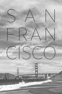 Golden Gate Bridge & Baker Beach Text Wall Art
