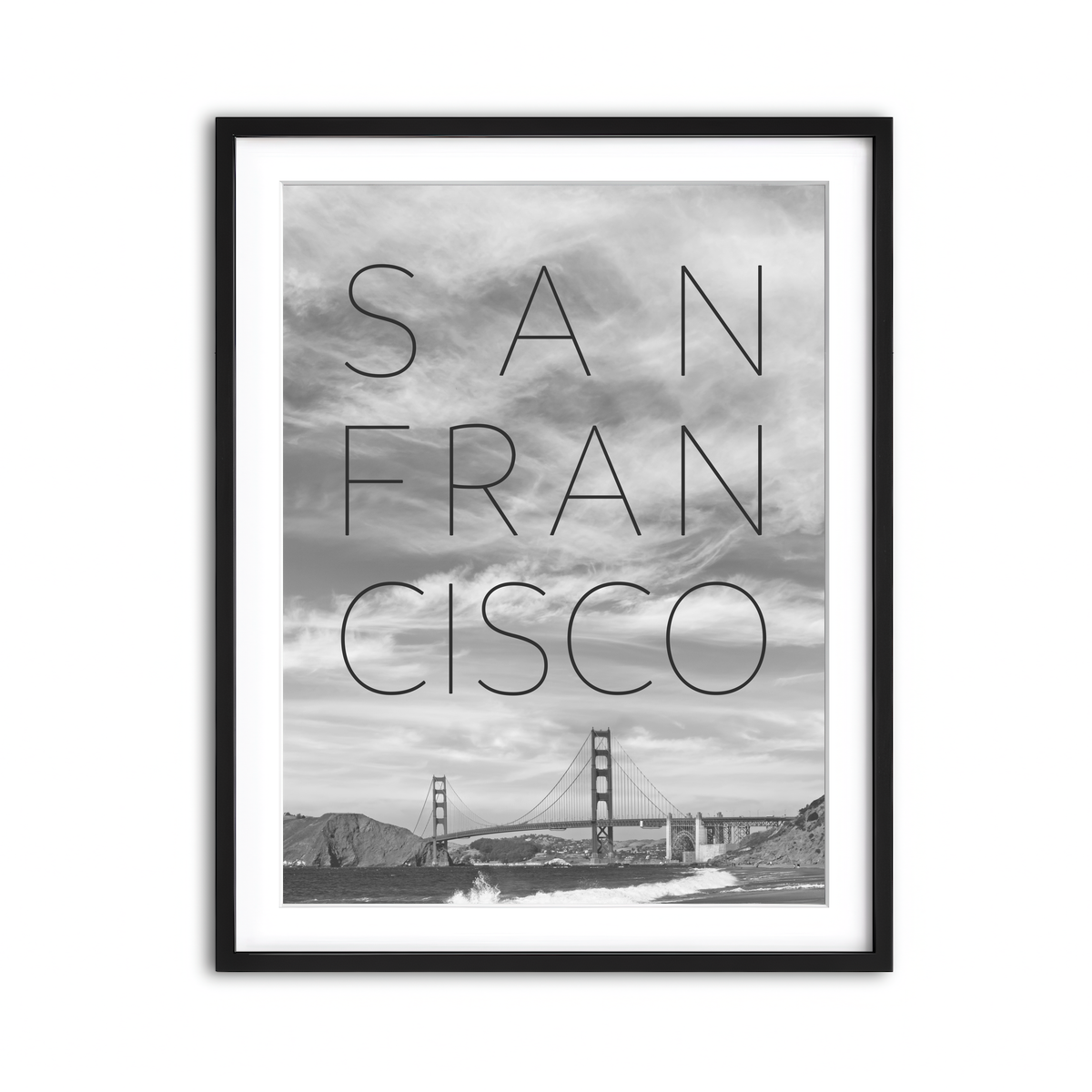 Golden Gate Bridge & Baker Beach Text Wall Art