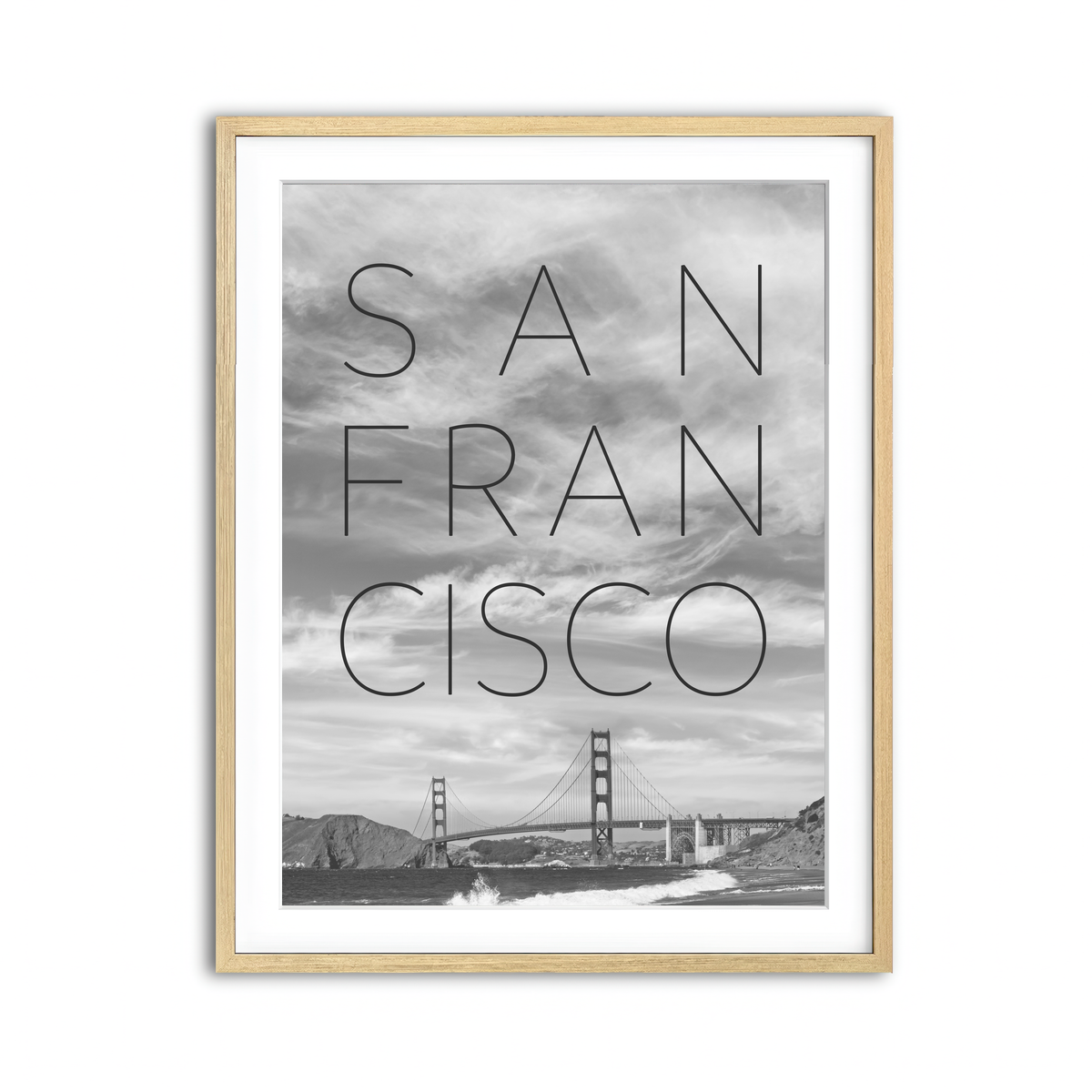 Golden Gate Bridge & Baker Beach Text Wall Art