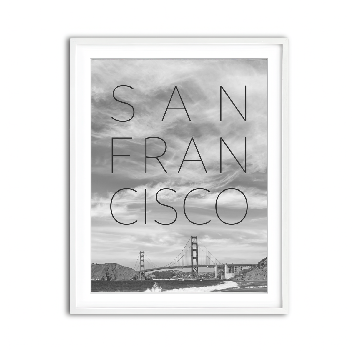 Golden Gate Bridge & Baker Beach Text Wall Art
