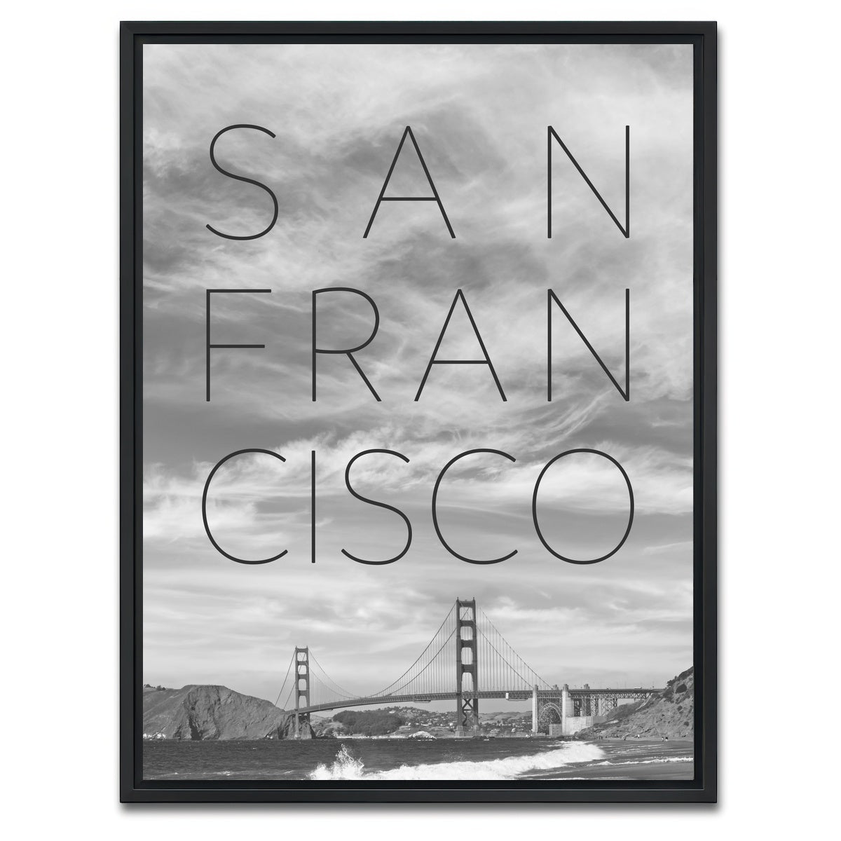Golden Gate Bridge & Baker Beach Text Wall Art