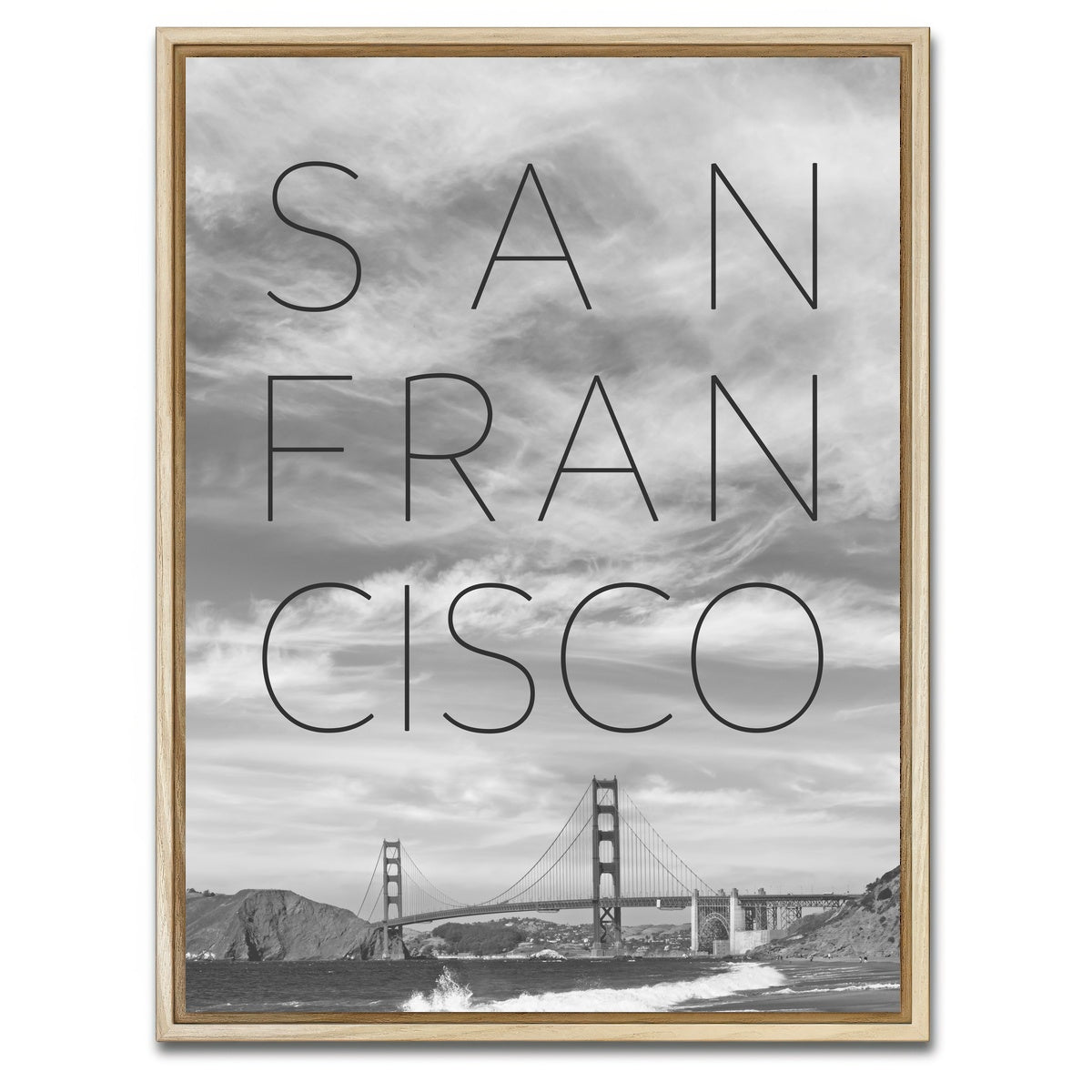 Golden Gate Bridge & Baker Beach Text Wall Art