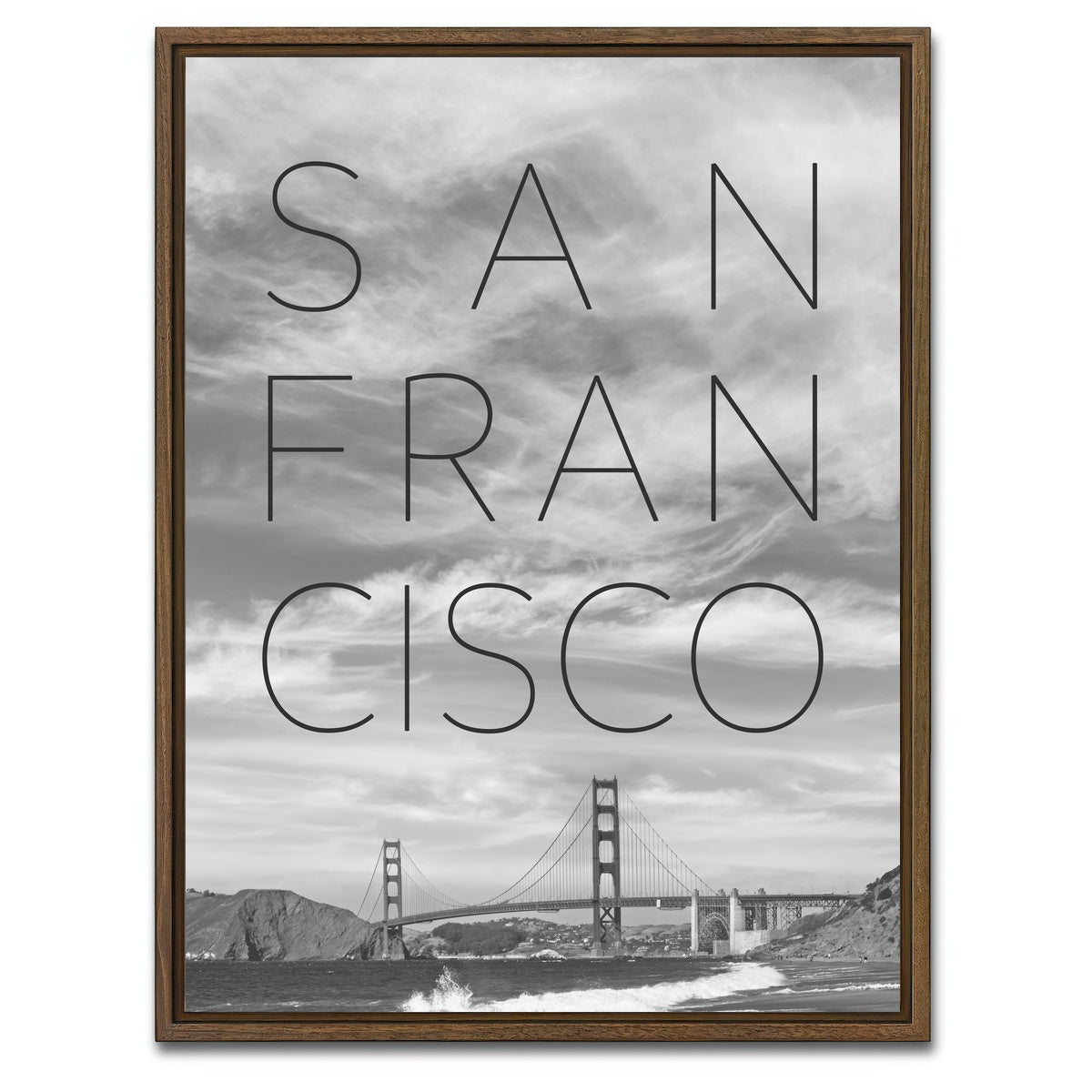Golden Gate Bridge & Baker Beach Text Wall Art