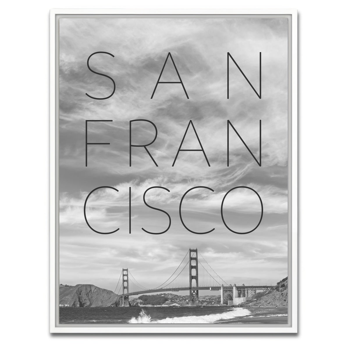 Golden Gate Bridge & Baker Beach Text Wall Art