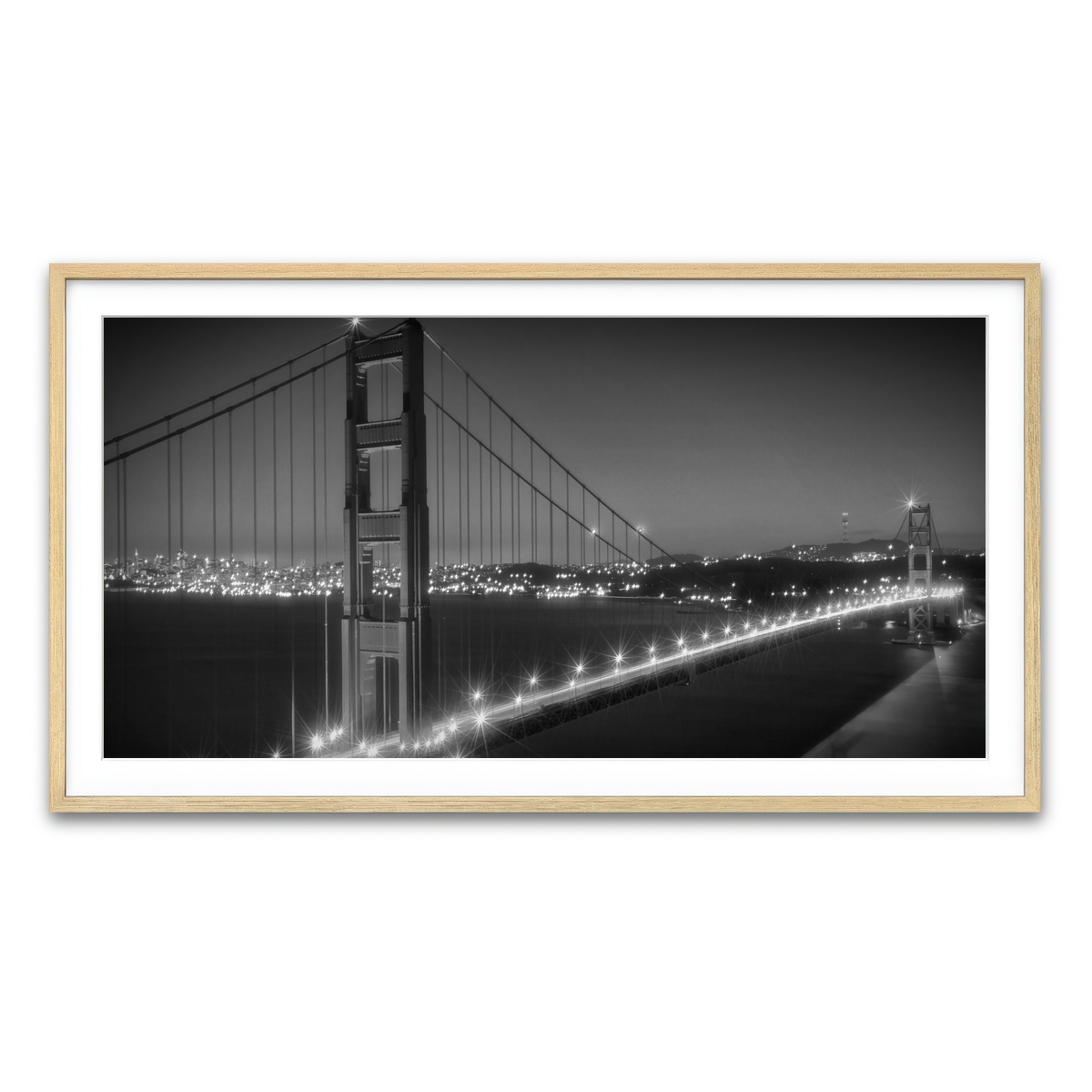 Golden Gate Bridge Monochrome Cityscape Wall Art