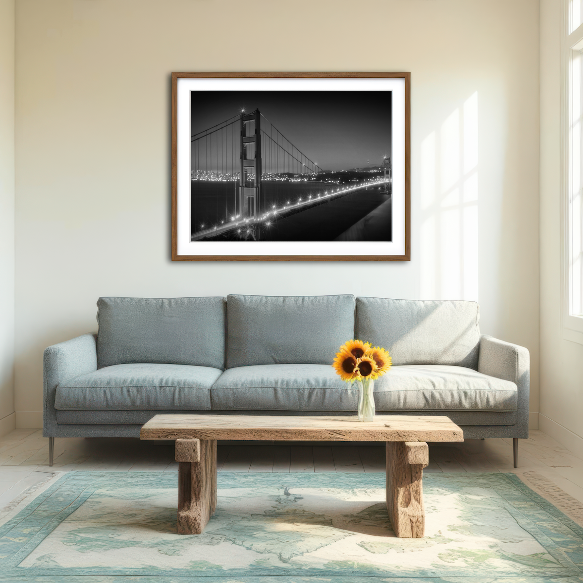 Golden Gate Bridge Monochrome Cityscape Wall Art